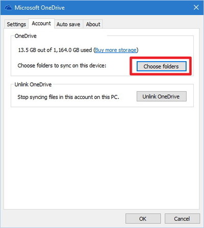 fix Onedrive not syncing Choose folders