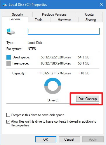 fix Onedrive not syncing Disk cleanup