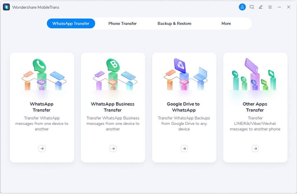 mobiletrans whatsapp backup and transfer dashboard