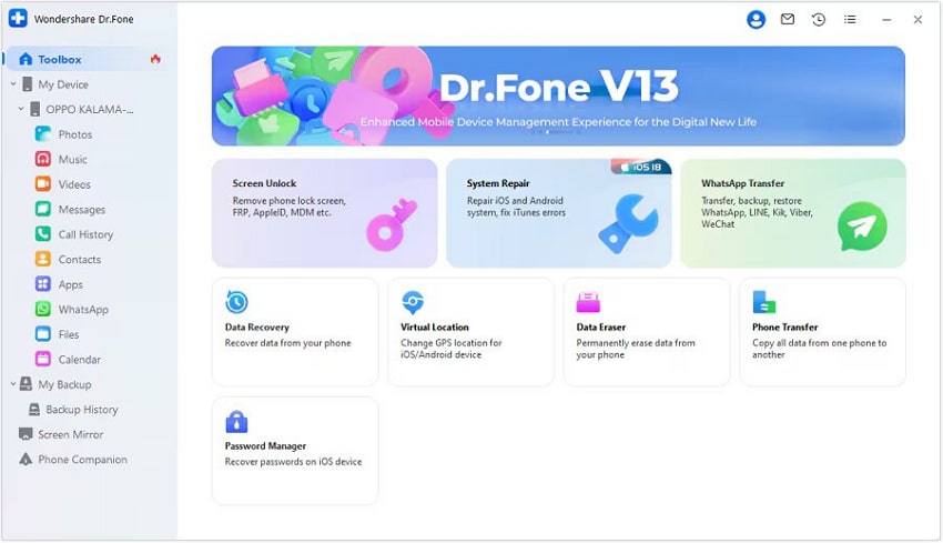 pick data eraser feature dr.fone