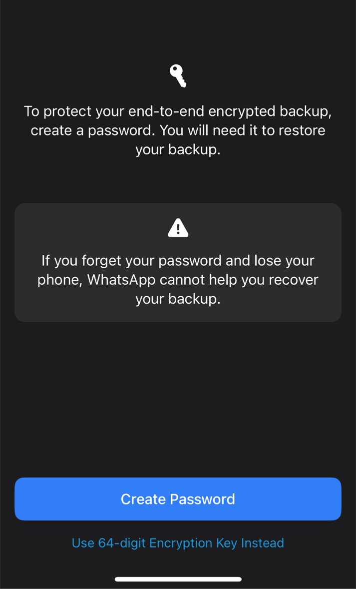 how to protect encrypted whatsapp backup on iphone