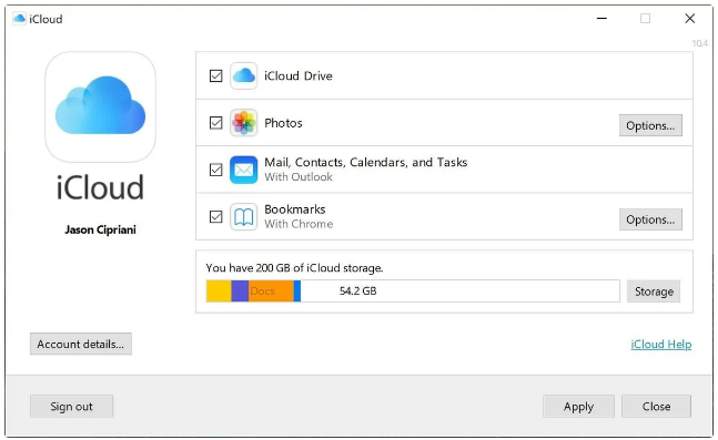 выход из icloud на пк с windows