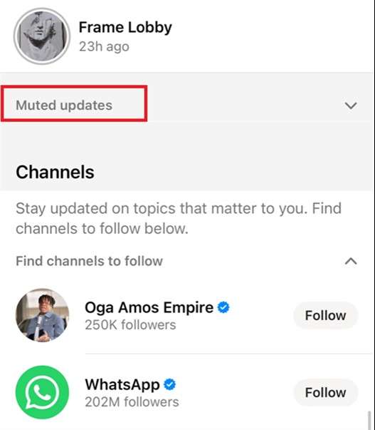 muted updates on whatsapp