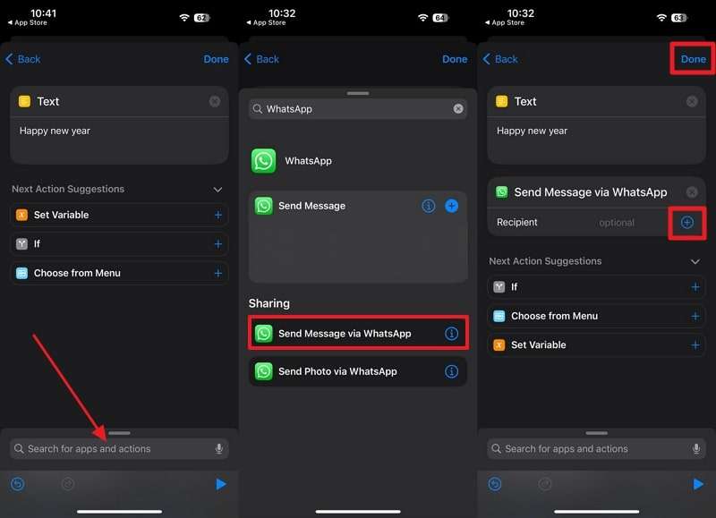 select send message via message