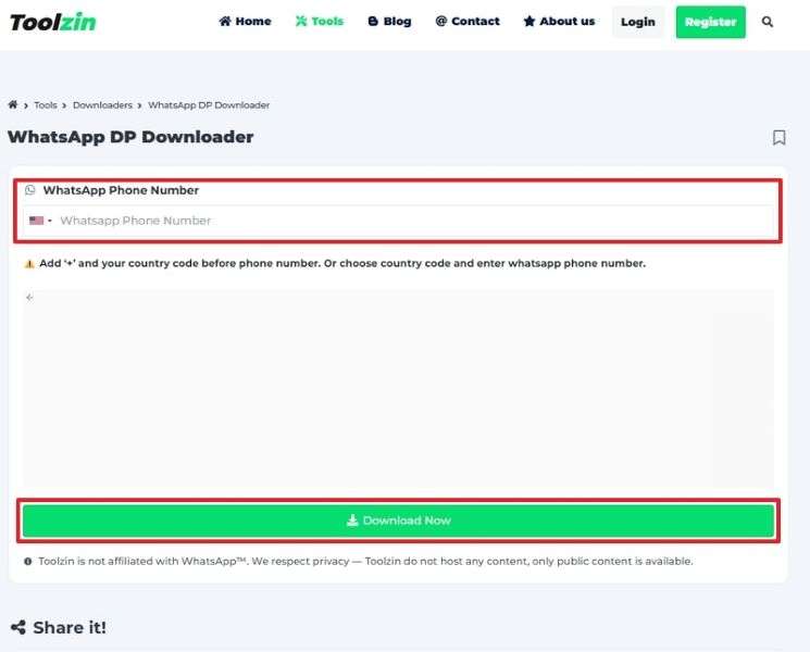 add whatsapp number to download now